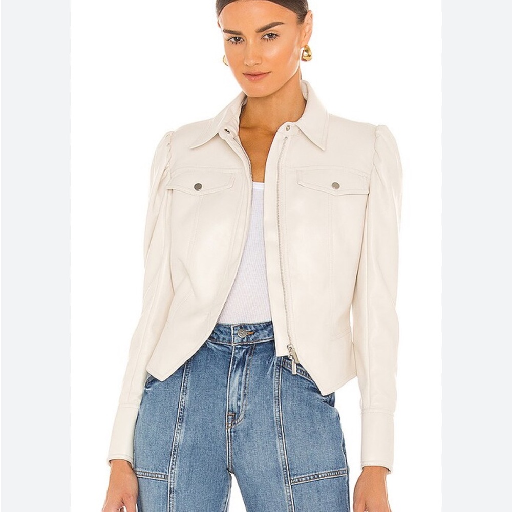 Jonathan Simkhai Off White Leather Moto Jacket Size S